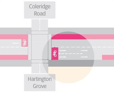 Diagram showing option two for Coleridge Road junction.